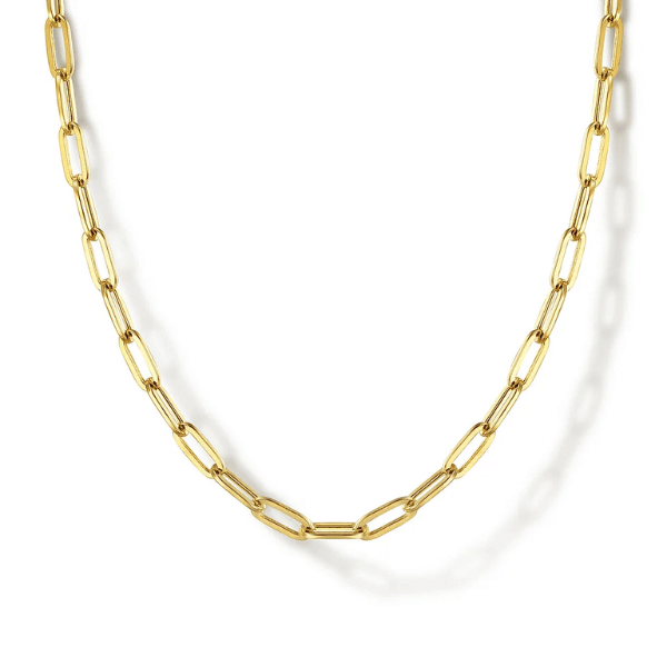 Gabriel & Co. Fashion Gabriel & Co. 14k Yellow Gold Hollow Paper Clip Chain Necklace - NK6768H-17Y4JJJ