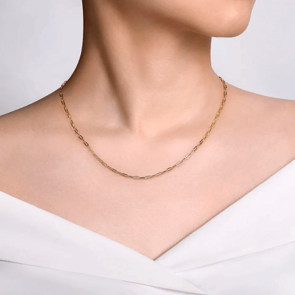 Gabriel & Co. Fashion Gabriel & Co. 14k Yellow Gold Hollow Paper Clip Chain Necklace - NK6768H-17Y4JJJ