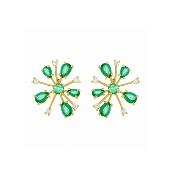 Eden Presley 14k Yellow Gold Emerald Pop Rocks Stud Earrings