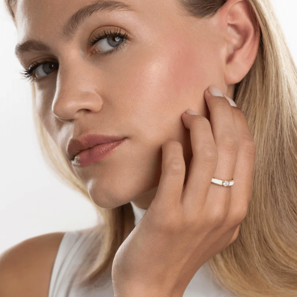 Melissa Kaye 18K Yellow Gold Pink Enamel Ring - R2403C