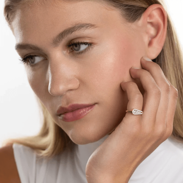 Melissa Kaye 18K Gold Daphne White Enamel Pinky Ring - R2506B-Y