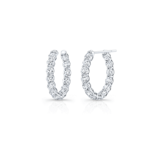 Rahaminov 18K White Gold 9.42ctw Round Brilliant Diamond Hoop Earrings - EAR-6112