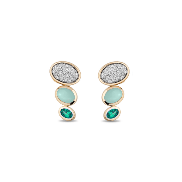 Mason & Books 14K Yellow Gold Mint Opal, Emerald and Diamond Earrings - SRNTE02
