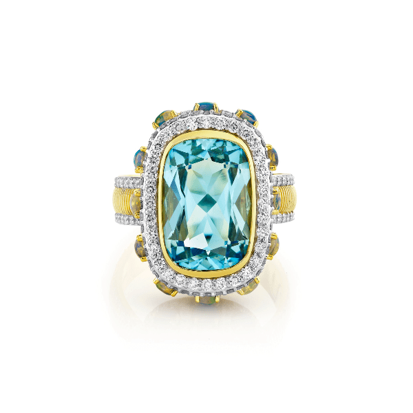 Sloane Street 18k Yellow Gold Blue Topaz Ring with Opal - SS-R205T-BTSK-EO-WDCB-Y
