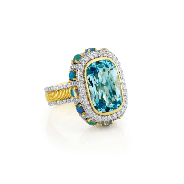 Sloane Street 18k Yellow Gold Blue Topaz Ring with Opal - SS-R205T-BTSK-EO-WDCB-Y