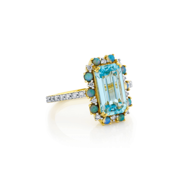 Sloane Street 18k Yellow Gold Blue Topaz Emerald Cut Ring - SS-R009L-BTSK-EO-WDCB-Y