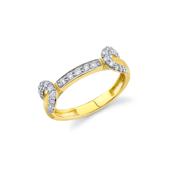 Sloane Street 18k Yellow Gold Diamond & Strie Ring- SS-R004L-WDCB-Y-7