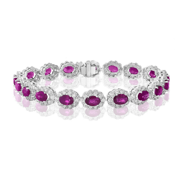 Moyer Collection 14KY Gold 10.47ctw Pink Sapphire & Diamond Tennis Bracelet - BR6097-WGMR