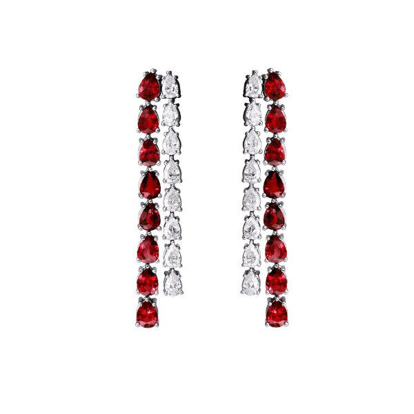 Moyer Collection 14KW Gold 11.63ctw Ruby & Diamond Drop Earrings - E8600-WGR