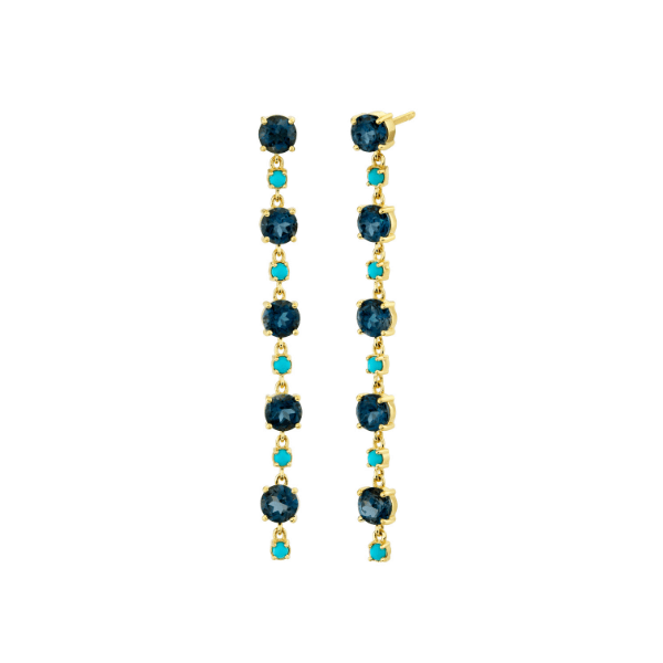 Sloane Street 18k Yellow Gold London Blue Topaz & Turquoise Drop Earrings - SS-E010L-LB-TQ-Y