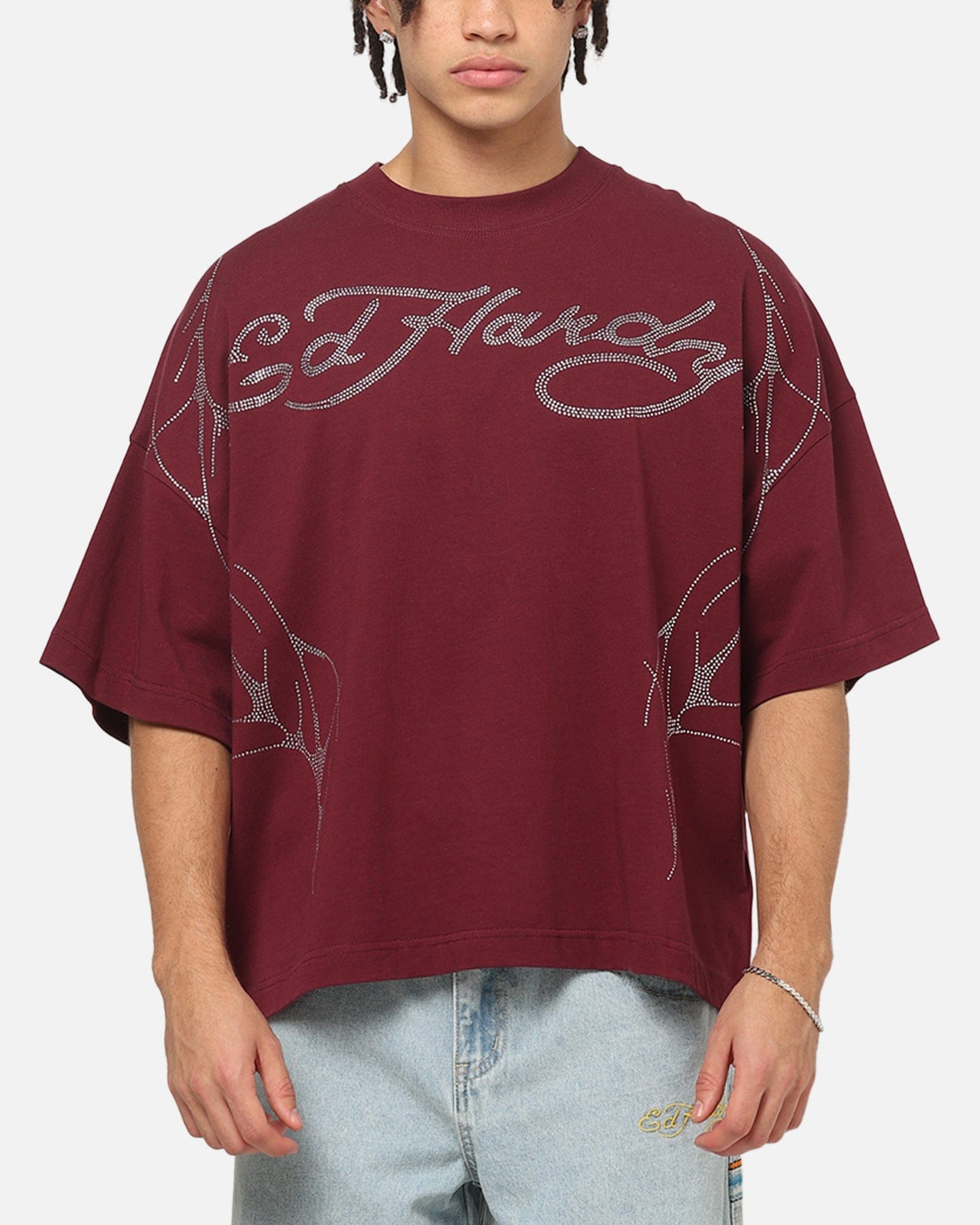 Ed Hardy Cyber Rhinestone T-Shirt Plum