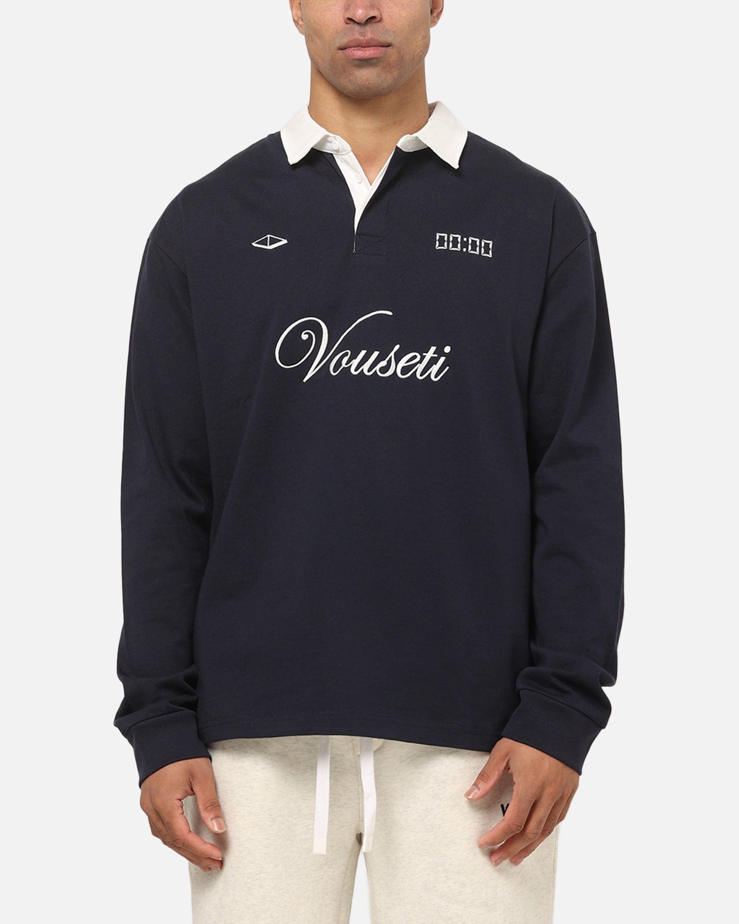 Vouseti Post Game Long Sleeve Polo Shirt Navy