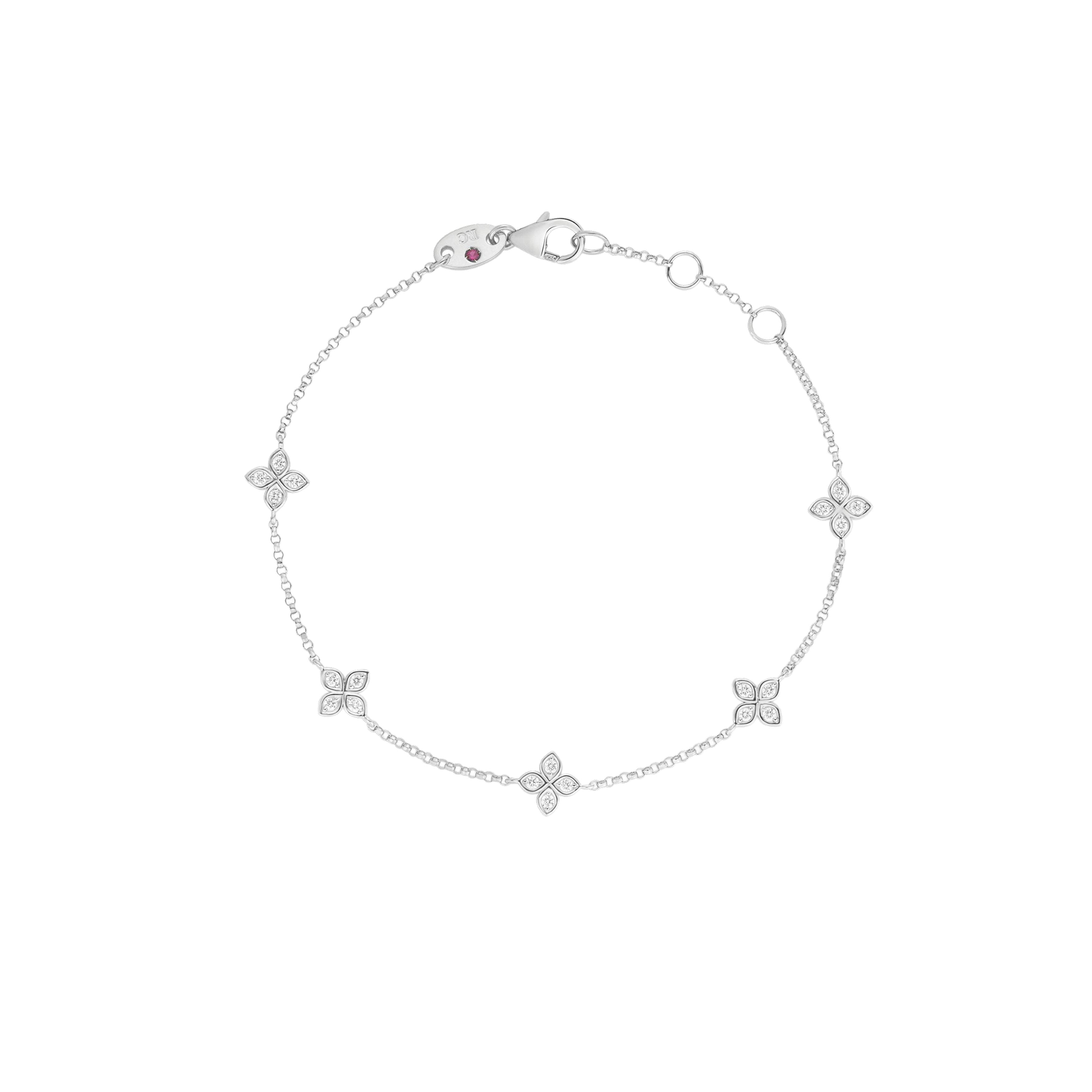 Roberto Coin 18k White Gold Love in Verona Five Station Diamond Bracelet
