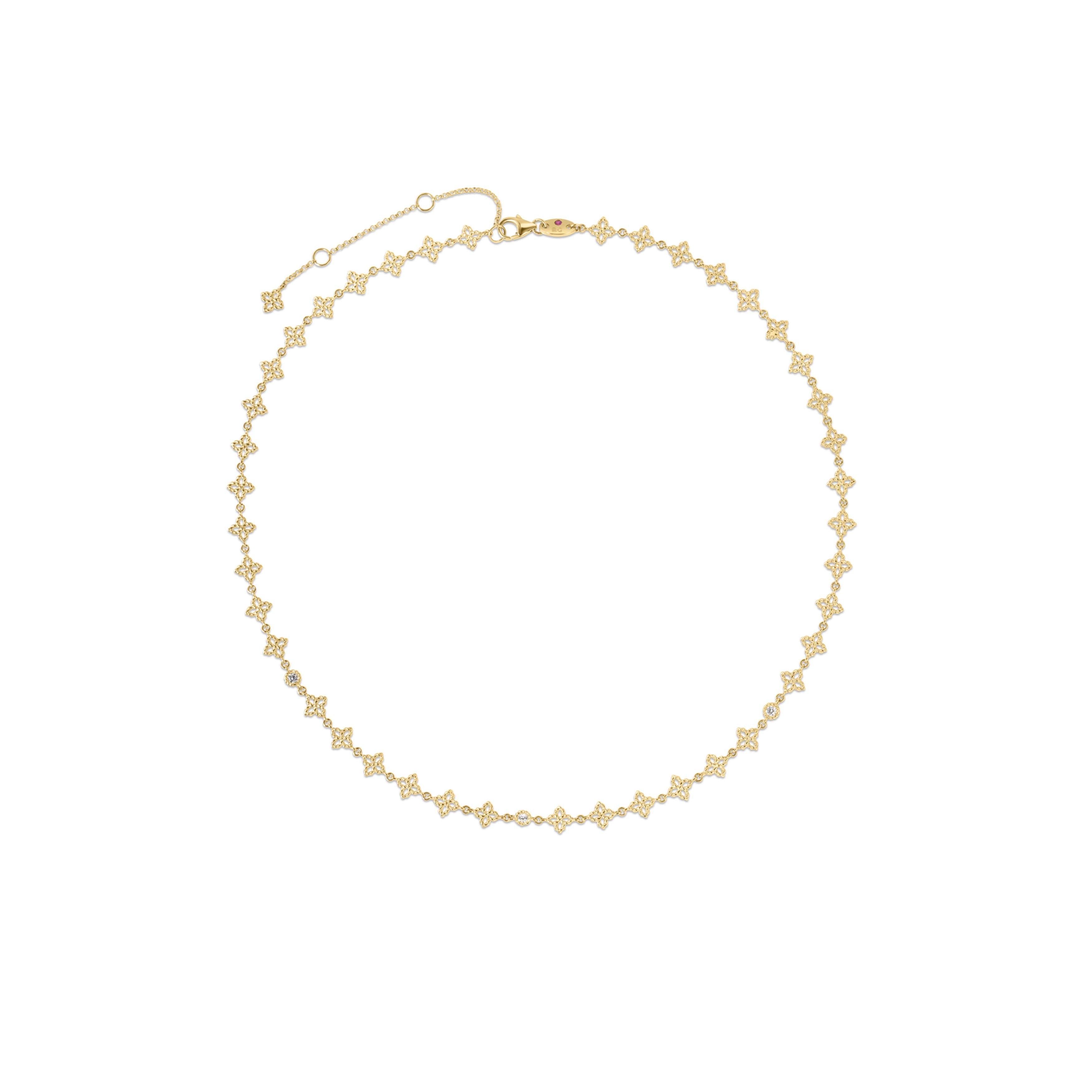 Roberto Coin 18k Yellow Gold Princess Flower Diamond Link Necklace