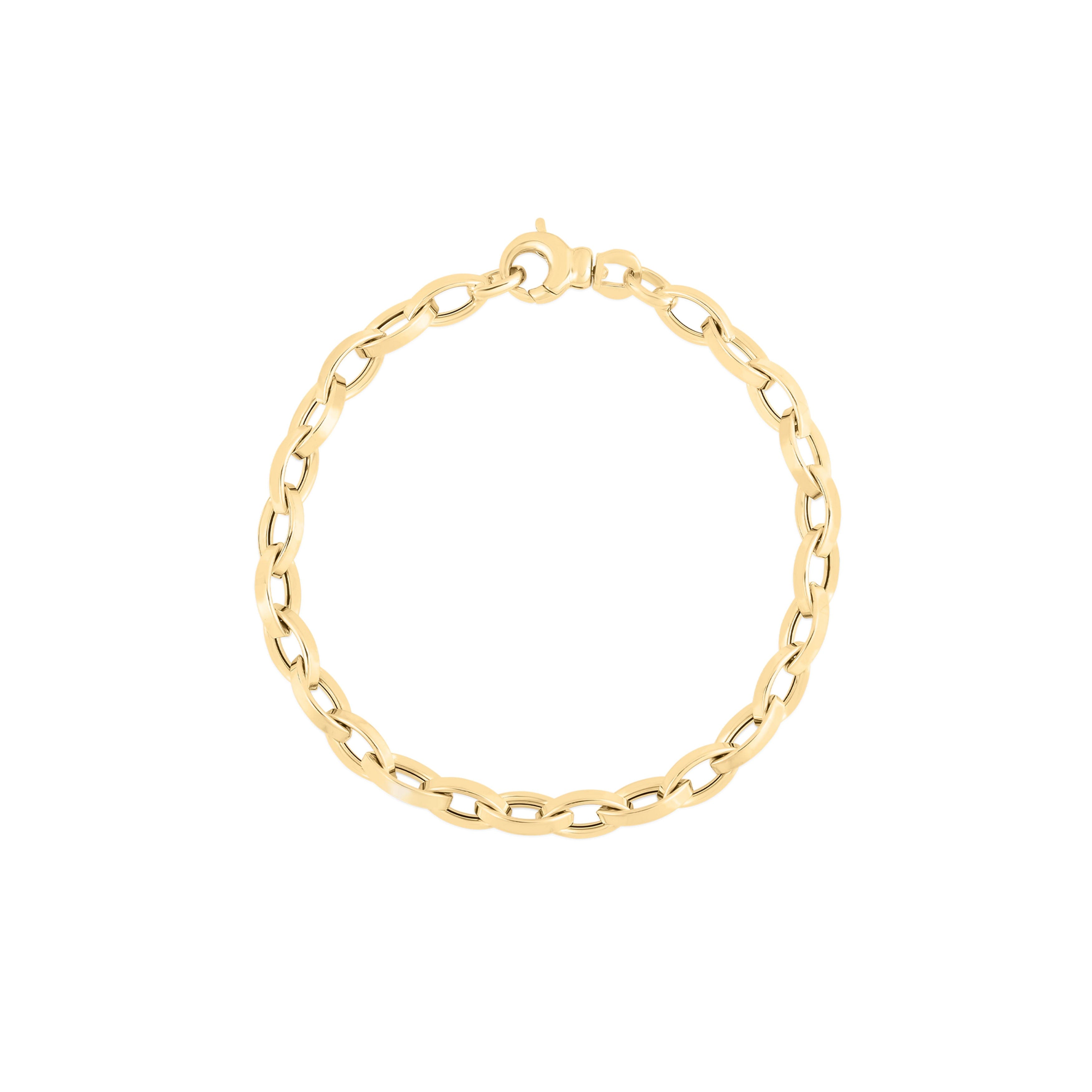 Roberto Coin 18k Yellow Gold Designer Gold Almond Link Chain Bracelet
