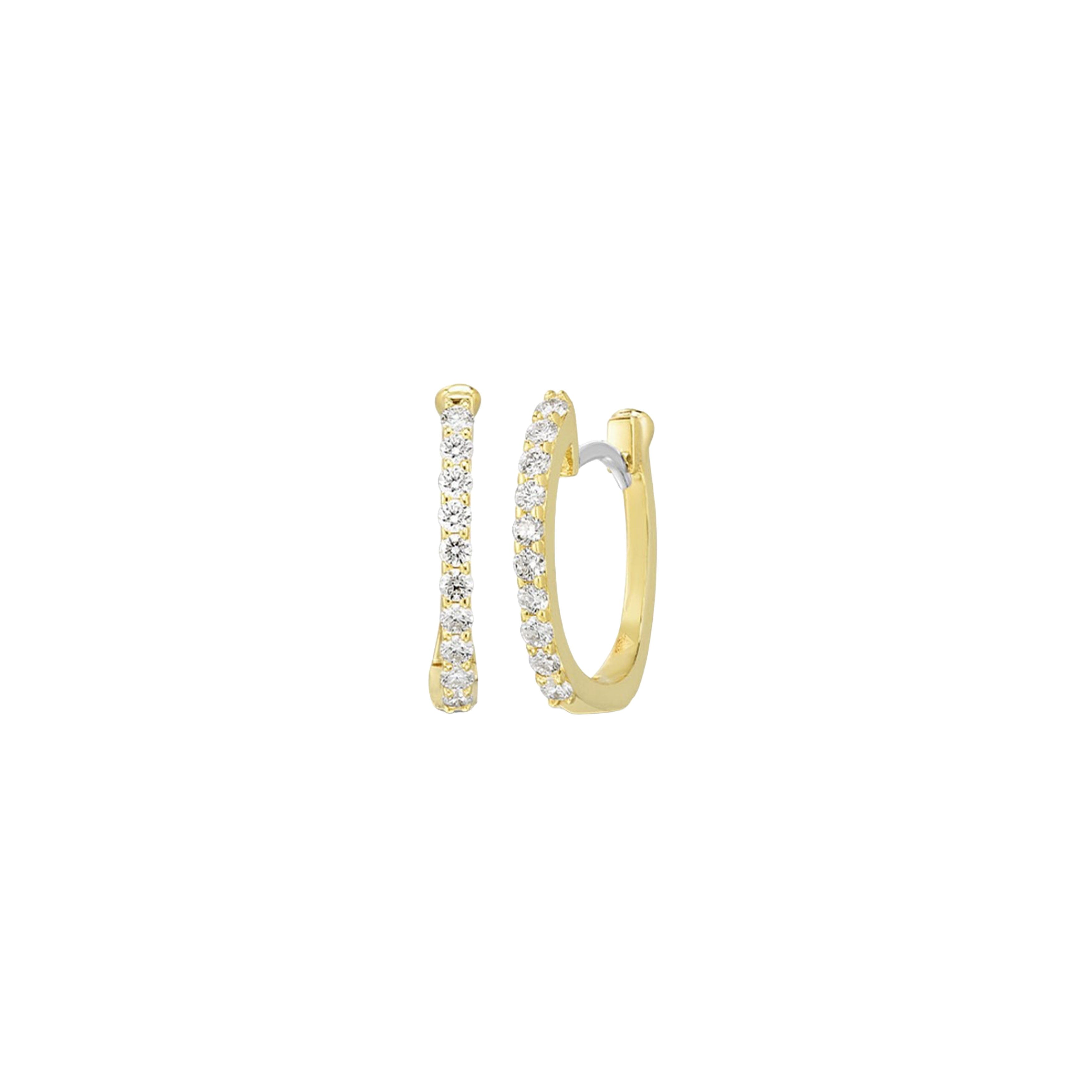 Roberto Coin 18k Yellow Gold Classic Diamond Pavé Diamond Huggie Hoop Earrings