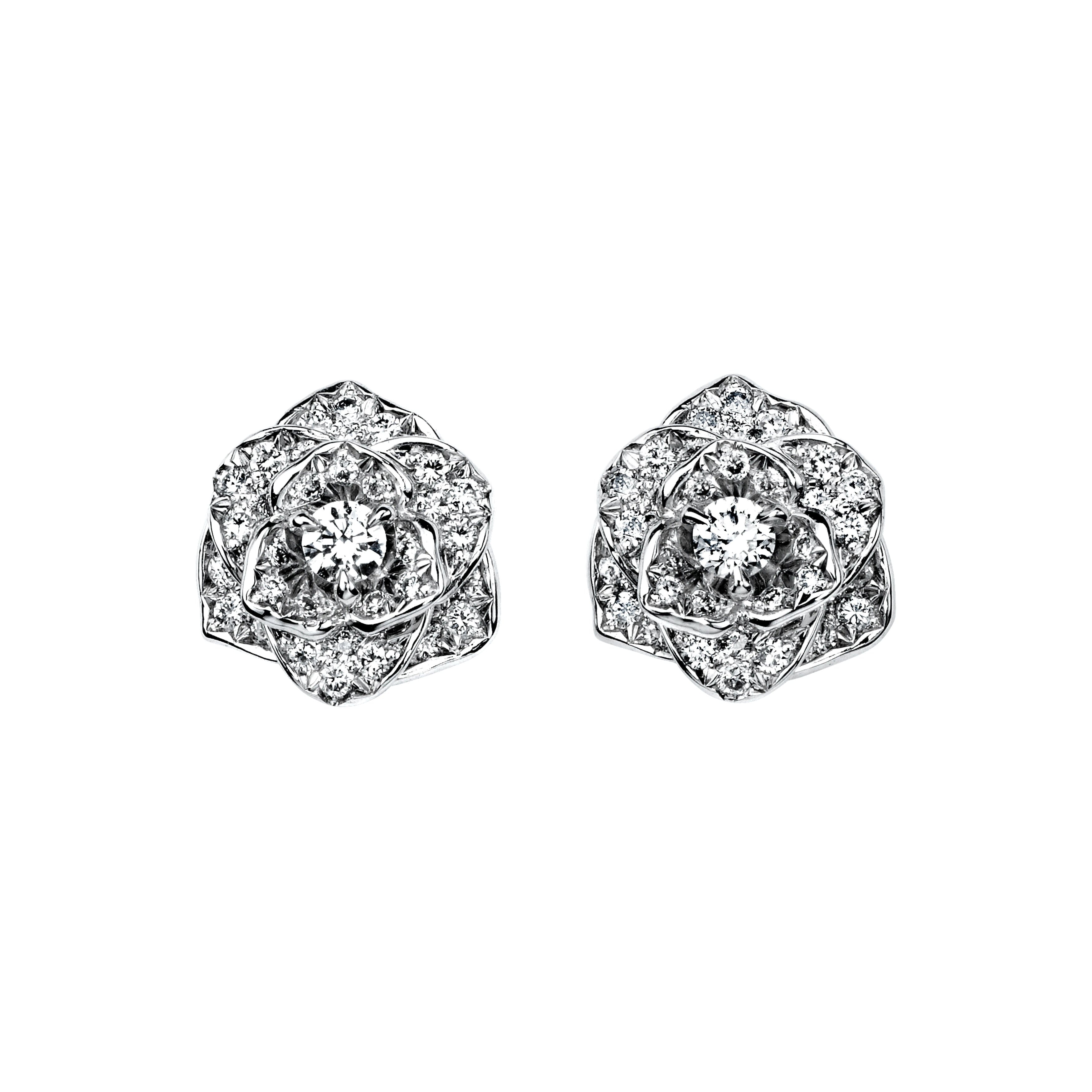 Piaget Rose 18k Rose Gold Diamond Stud Earrings