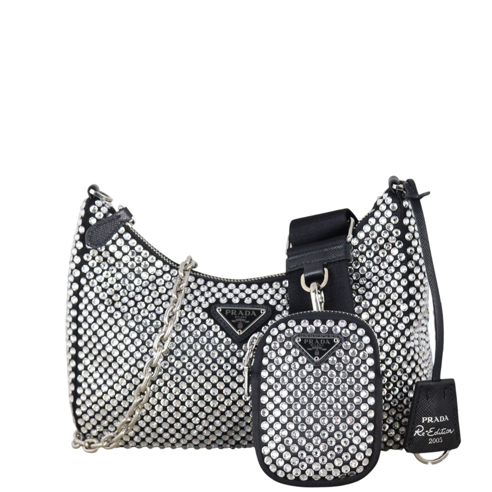 Prada Re-Edition 2005 Satin Crystal Shoulder Bag