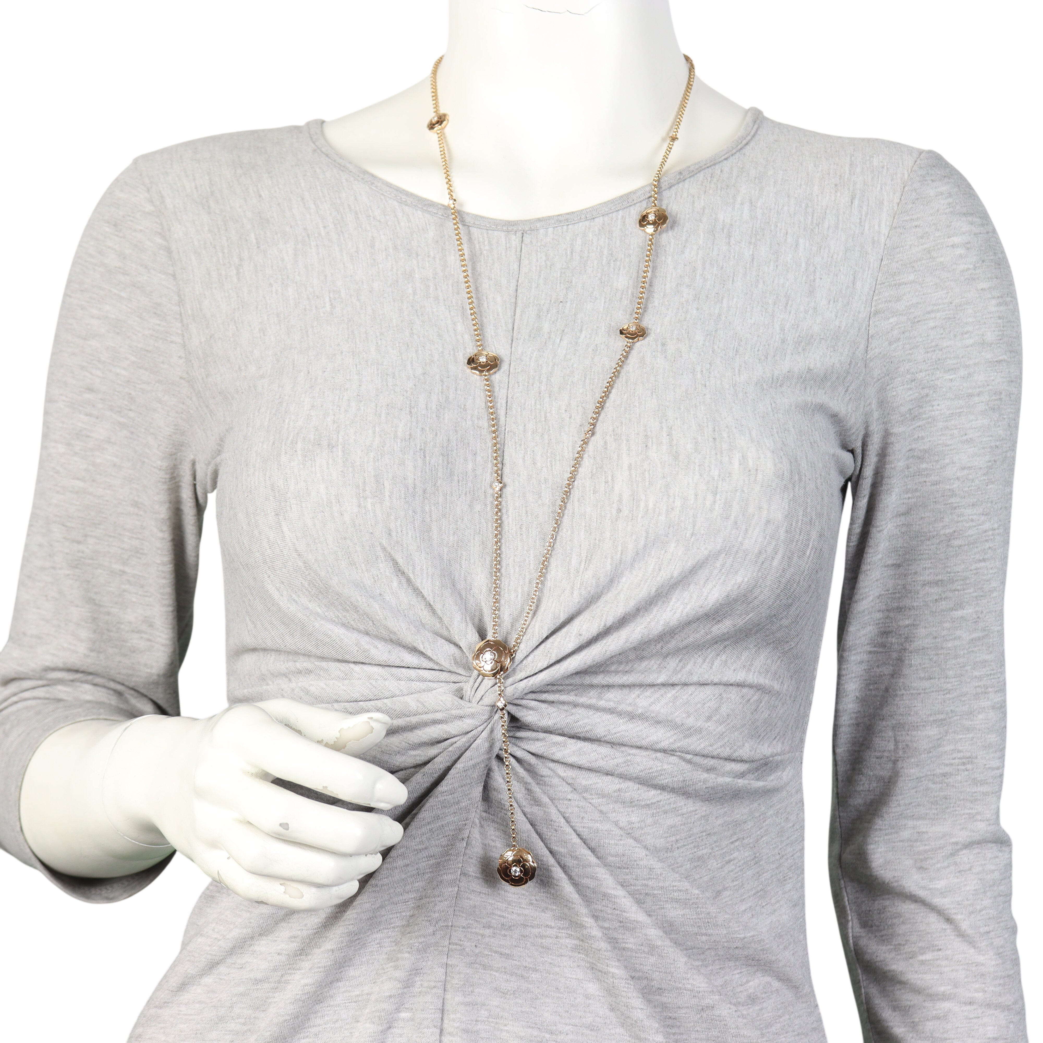 Chanel Les Infinis de Camelia Diamond 18k Rose Gold Transformable Long Necklace
