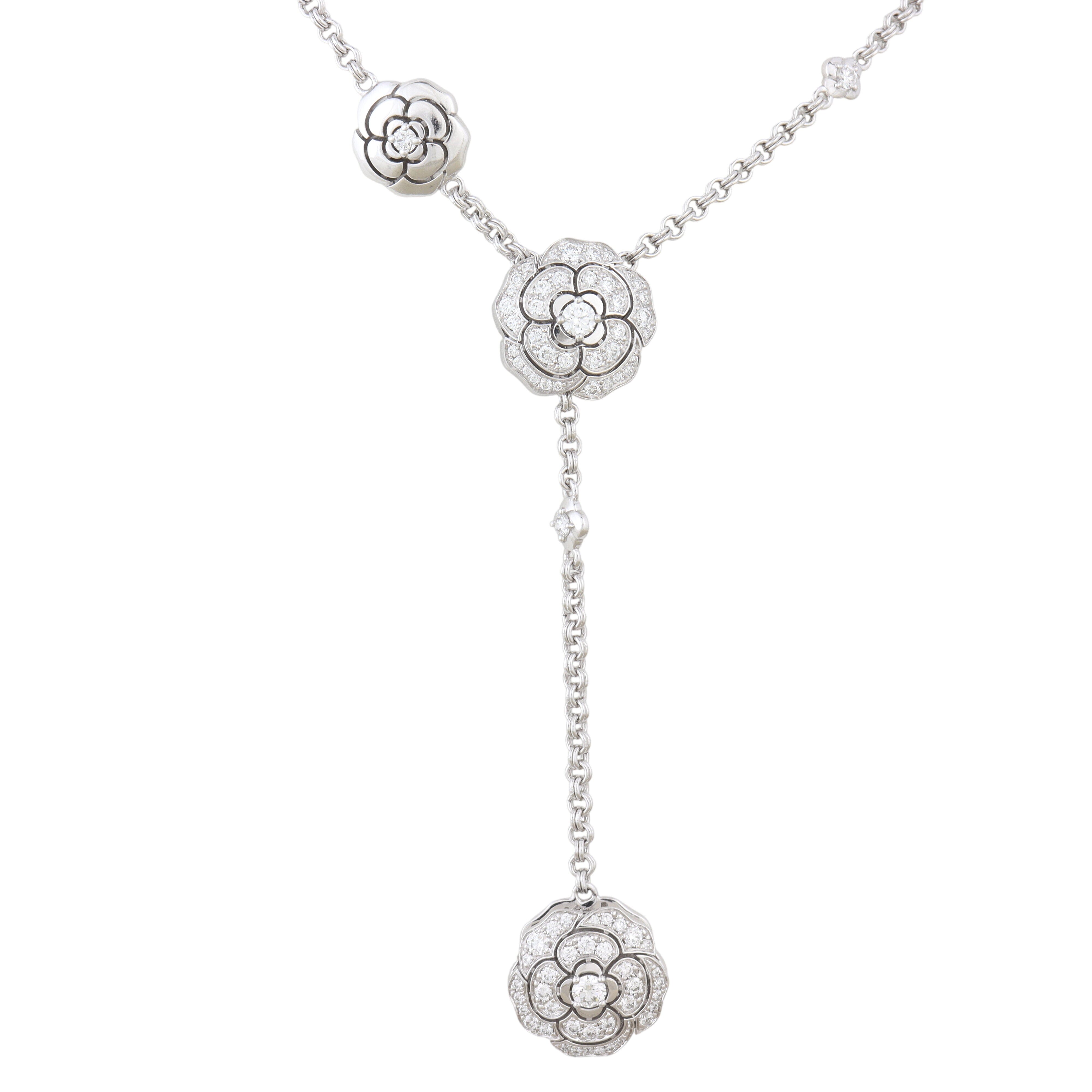Chanel Les Infinis de Camelia Diamond 18k White Gold Transformable Necklace