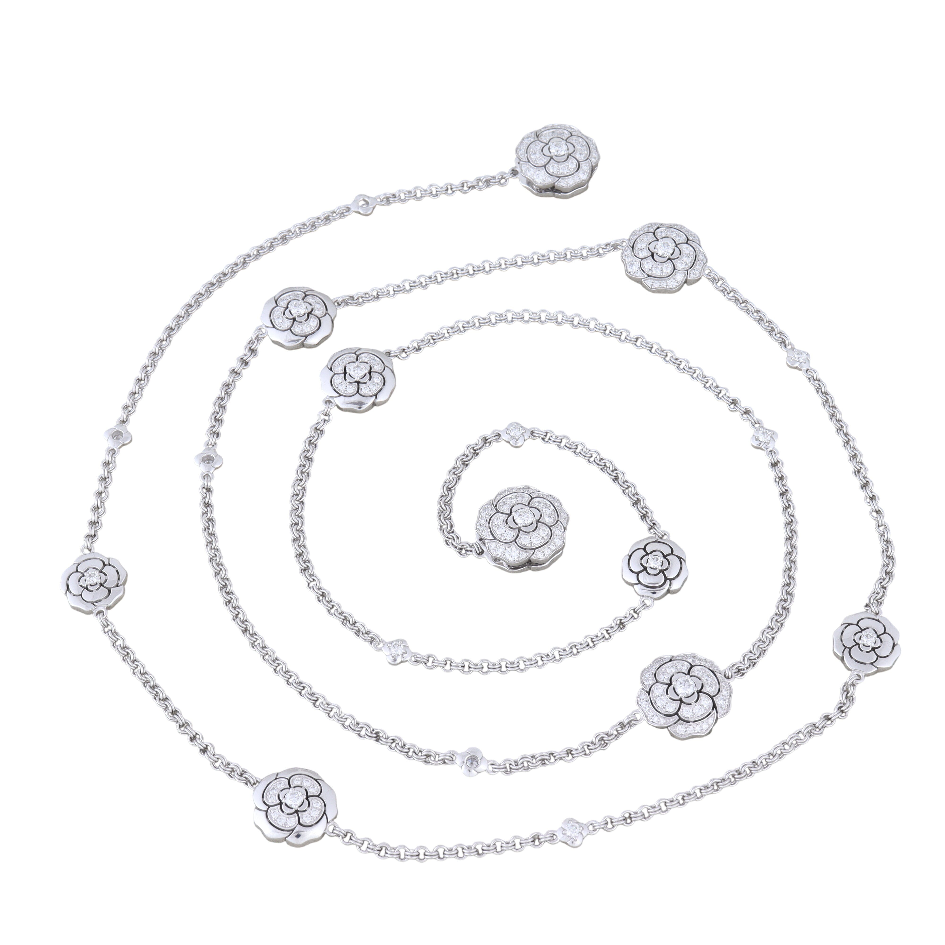 Chanel Les Infinis de Camelia Diamond 18k White Gold Transformable Necklace