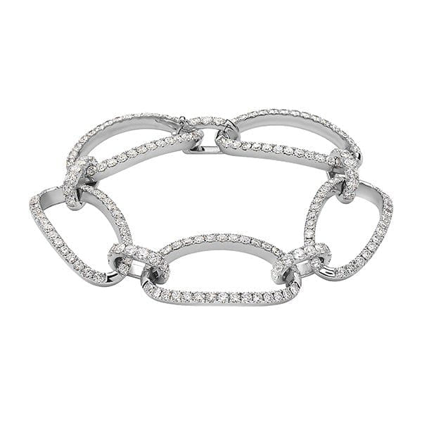 Charles Krypell 18K White Gold 7.80ctw Diamond Oval Link Bracelet - 5-9441-WD
