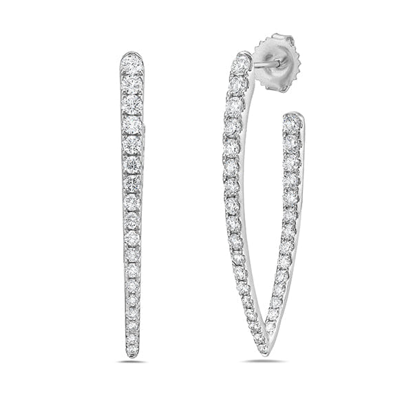 Charles Krypell 18K White Gold 2.09ctw Diamond V Hoop Earrings - 155207