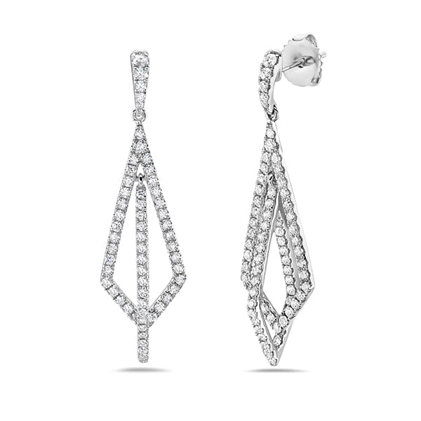 Charles Krypell 18K White Gold 1.97ctw Diamond Geometric Dangle Earrings - 155009