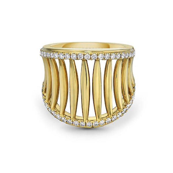 Charles Krypell 18k Yellow Gold 0.58ctw Diamond Birdcage Ring - 042047