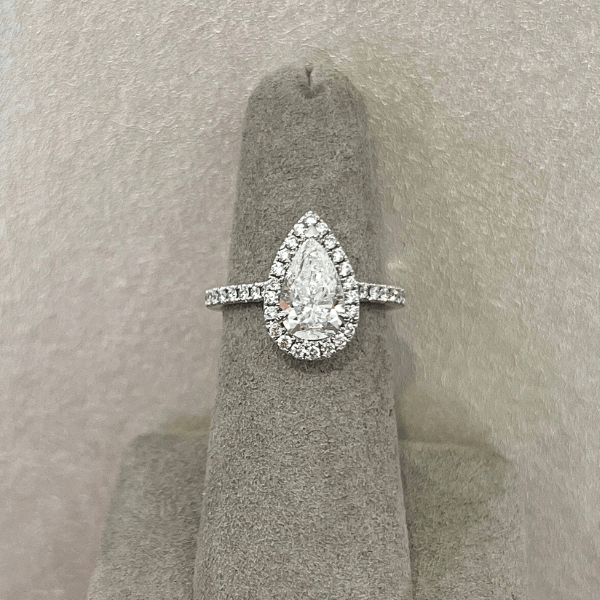 Moyer Collection 18K White Gold 1.53ct Pear Halo Complete Engagement Ring- 020590