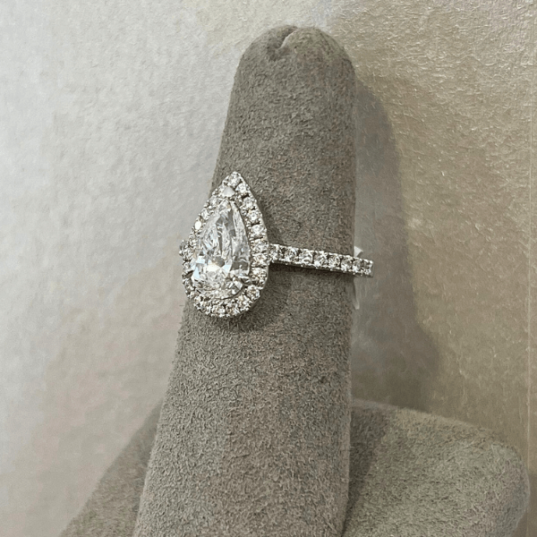 Moyer Collection 18K White Gold 1.53ct Pear Halo Complete Engagement Ring- 020590