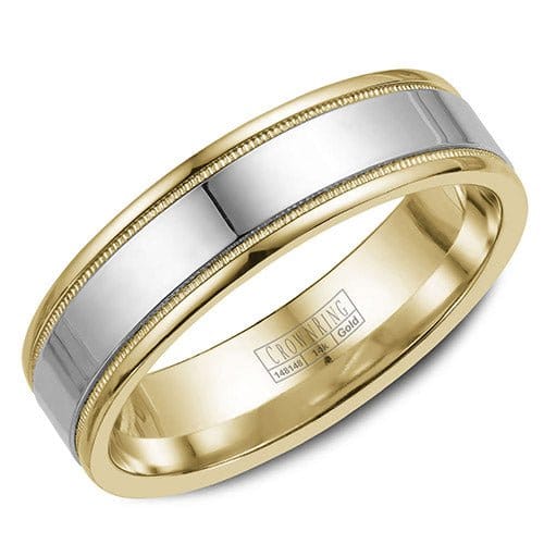 CrownRing Crown Ring 14k Two Tone Gold Wedding Band - WB-6912-S10