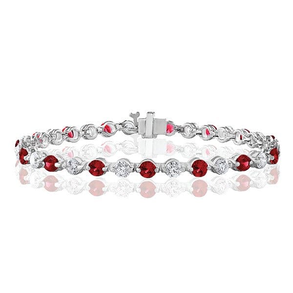 Moyer Collection 14KW Gold 3.03ctw Ruby & 2.88ctw Diamond Tennis Bracelet - 200931