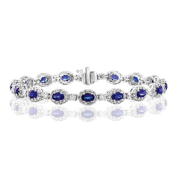 Moyer Collection 14KW Gold 4.65ctw Blue Sapphire & 3.38ctw Diamond Tennis Bracelet - 200930
