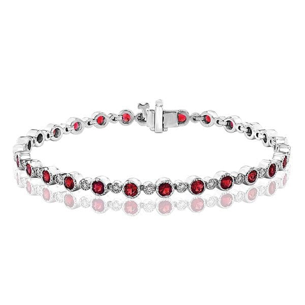 Moyer Collection 18KW Gold 3.40ctw Ruby & 0.55ctw Diamond Tennis Bracelet - 200806