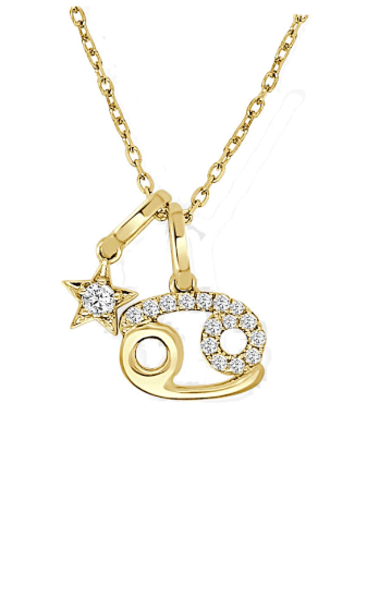 Moyer Collection 14KY Gold Cancer Horoscope Diamond Necklace- P333Cancer