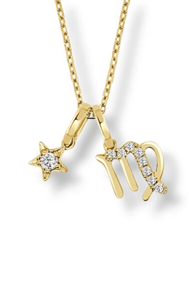 Moyer Collection 14KY Gold Virgo Horoscope Diamond Necklace- P333Virgo