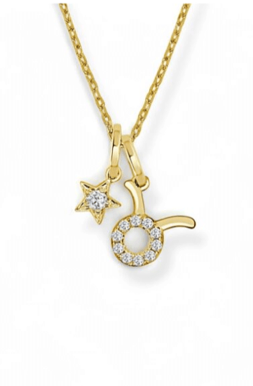 Moyer Collection 14KY Gold Taurus Horoscope Diamond Necklace- P333Taurus