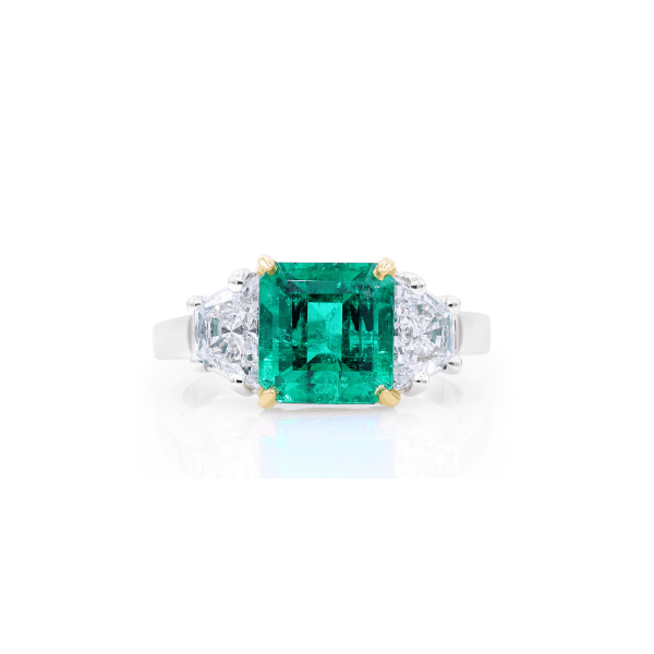 Oscar Heyman Gold Platinum Emerald Diamond Ring- 303713
