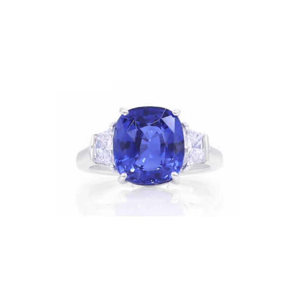 Oscar Heyman Platinum Ceylon Sapphire Diamond Ring- 303648