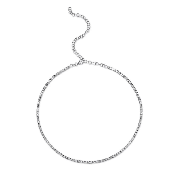 Shy Creation 14K White Gold 0.95ct Diamond Tennis Necklace - SC55009469