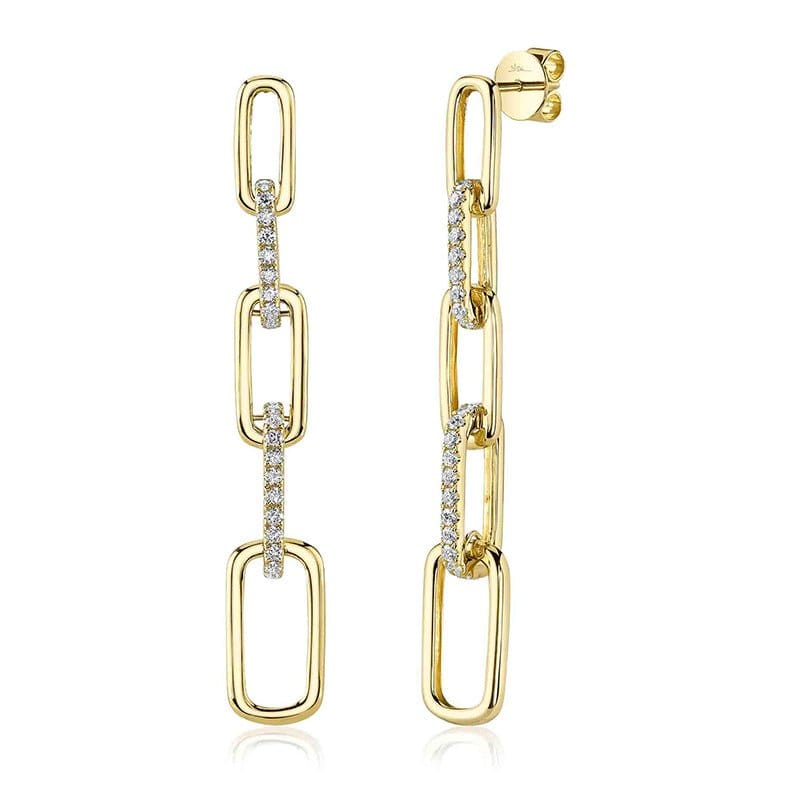 Shy Creation 14K Yellow Gold Diamond Paperclip Link Earrings - SC55026165