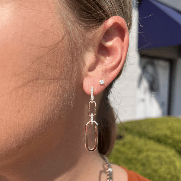 Shy Creation 14K Yellow Gold Diamond Paperclip Link Earrings - SC55026165