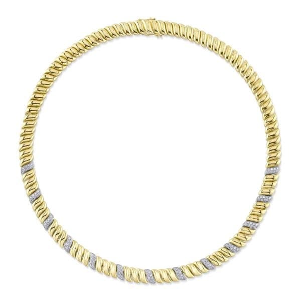 Shy Creation 14K Gold 1.77ctw Diamond Bold Gold Collar Necklace - SC22009396RD