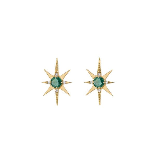 Eden Presley 14k Yellow Gold Emerald Starburst Stud Earrings - 2220211E-EM