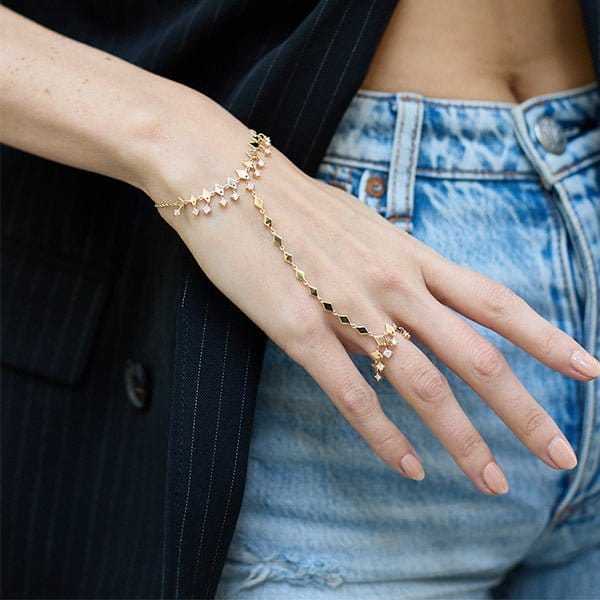Eden Presley 14k Yellow Gold Shine Handchain Bracelet - ED-B023-DIA
