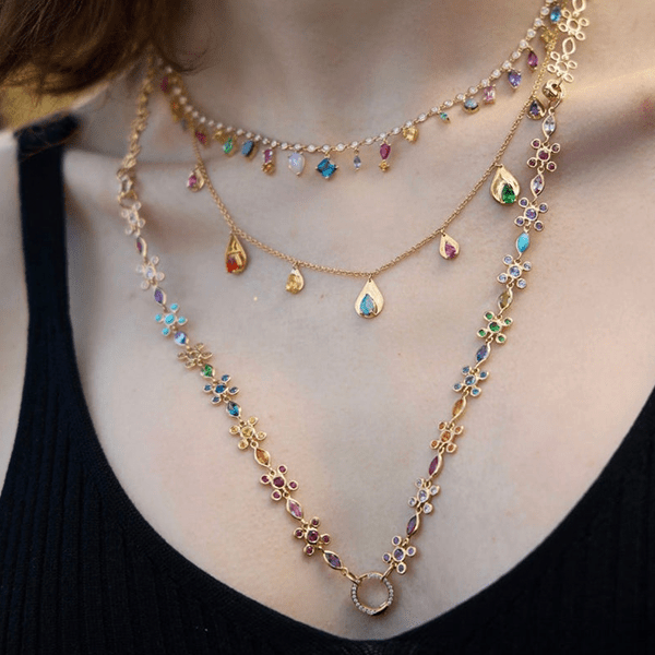 Eden Presley 14k Yellow Gold Rainbow Mantra Necklace - 2321147N-RB-26