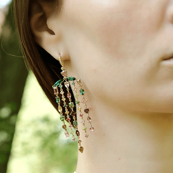 Eden Presley 14k Yellow Gold Mixed Tourmaline Fringe Earrings - 221056E