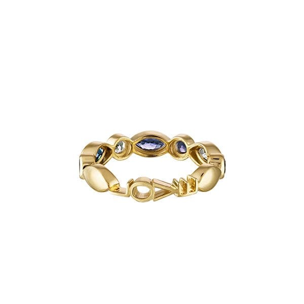 Eden Presley 14k Yellow Gold Love Mantra Ring - MNT-R-100-LOVE-BLUE