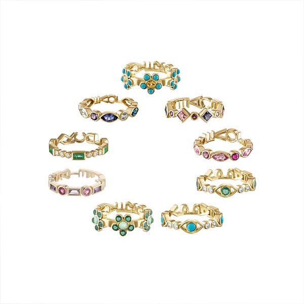 Eden Presley 14k Yellow Gold Love Mantra Ring - MNT-R-100-LOVE-BLUE